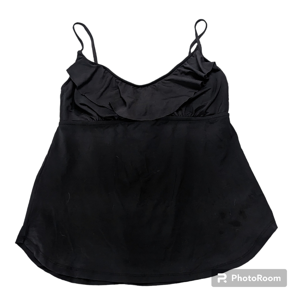 Stylus Black Ruffled Neckline & Padded Swim Top. Women's Medium